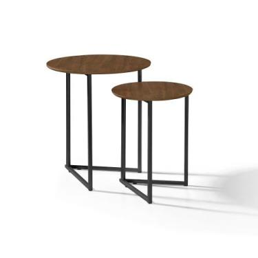 Imagem de Mesa Lateral Decorativa Jade Pé De Metal Estilo Industrial - DTH