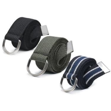 Imagem de Kit 3 Cinto Plus Size Masculino Gorgurao Canelado Lona Ajuste Argola R