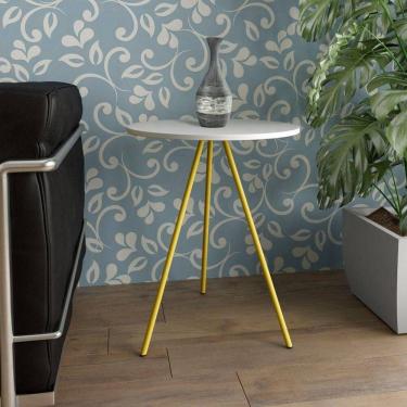 Imagem de Mesa Lateral Gabriela Wood Branco E Amarelo - Cor: Amarelo