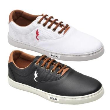 Imagem de Kit 2 Sapatênis Masculino Polo Blu Conforto Leve Dia a Dia, 42, Branco