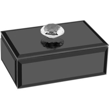 Imagem de Porta Joias Caixa Organizador Espelhado Mdf 3x6x10cm Preto Decorativo 