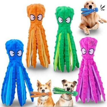Imagem de Brinquedo Cachorro Pet Pelucia Polvo Colorido Com Apito Plus Mastigáve