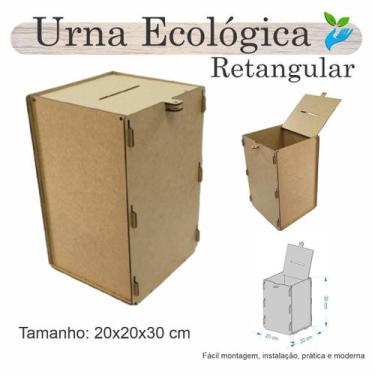 Imagem de Urna Ecológica Sorteio Caixa Sugestão Retangular 30 X 20 Mdf - Indústr