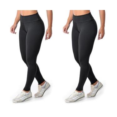 Imagem de KIT 2 Leggings Fitness Suplex Lisa Academia - JinkingStore, Preto, Pre