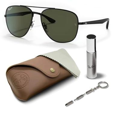 Imagem de Ray-Ban RB3683 Óculos de sol polarizados em formato quadrado com kit de óculos – protetores de nariz ajustáveis – Óculos de sol quadrados formais e casuais ideais, Preto (002/58 | 56 mm) polarizado,