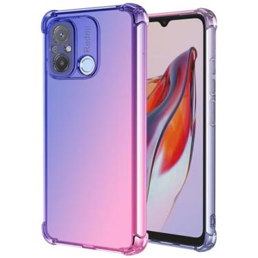 Imagem de Vokuha Capa de telefone para Redmi 12C, capa Poco C55/Xiaomi 11A 22120RN86G, capa protetora traseira de TPU à prova de choque gradiente transparente fofa para Xiaomi Redmi 12C azul/rosa