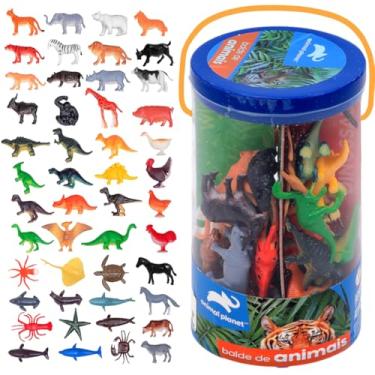 Imagem de Balde de Animais com 48 bichos Safari Dinos Marinhos Fazenda