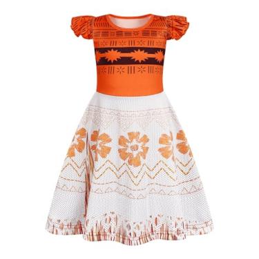Imagem de Sukyfecde Vestidos de fantasia de princesa para meninas, roupas infantis de aniversário, roupas de Halloween para dramatização, Laranja #3591, 7-8 Anos
