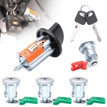 Imagem de Interruptor de ignição de cilindros de fechadura de porta com chaves para Ford, kit de substituição de cilindro de fechadura de porta para Ford Econoline E-150 E-250 E-350 1997-2020 substituição de