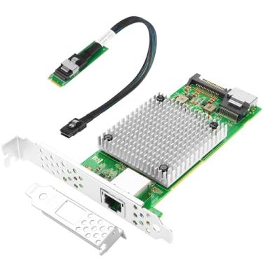 Imagem de Euqvos 10 Gigabit M.2 para RJ45 NIC, controlador Intel 82599, porta única RJ45, chave M, com cabo SFF 8087 de 0,35 m (1,1 pés), placa de expansão Ethernet de 10 Gigabit para Windows/Windows