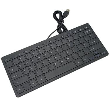 Imagem de GARASANI Mini teclado com fio (inglês) ultrafino e leve, portátil, 78 teclas, pequeno USB multimídia, desktop, computador, notebook, Windows 7/8/10 (inglês)