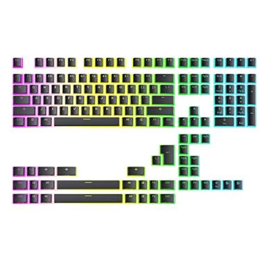 Imagem de Ranked Teclas Pudding v2 PBT | Layout ANSI US e ISO translúcido de 145 Double Shot | Perfil OEM para teclado mecânico para jogos de tamanho completo, TKL, 75%, 65% e 60% RGB (preto)