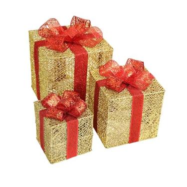 Imagem de Almencla 3x Caixas de presente de Natal Decoração Enfeites de Natal Decoração de Natal Caixas de presente para loja Festival Lareira Hotel