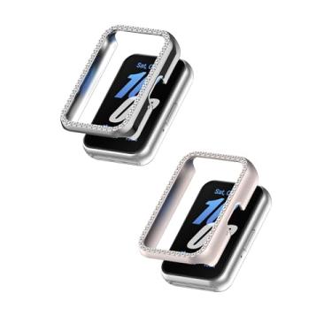 Imagem de Compatível com Samsung Galaxy Fit3 Bling Diamond Capa protetora de policarbonato (Sem protetor de tela), capas femininas com strass brilhante de cristal e acessórios para smartwatch (prata + luz das