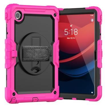 Imagem de Capa de proteção à prova de quedas com suporte e alça de rotação de 360° [suporte de caneta] e capa protetora de tela para tablet Lenovo Tab M10 Plus 3ª geração (TB-125F/128F) 10,6 polegadas (rosa