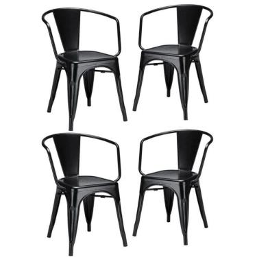 Imagem de Kit 4 Cadeiras Iron Tolix Francesinha Industrial Com Apoio De Braços Pretas