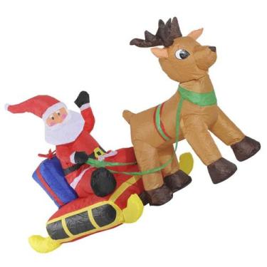 Imagem de Papai noel com rena inflavel de natal decorativo no Treno (PW-108)