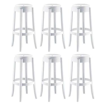 Imagem de Conjunto com 6 Banquetasde Plástico Shine Branco - UZ Utilidades