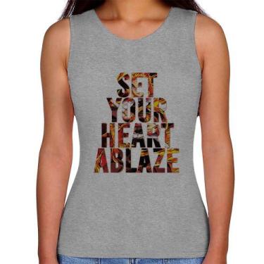 Imagem de Regata Feminina Set your heart ablaze - Foca na Moda, Cinza, G