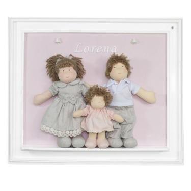Imagem de Porta Maternidade Quadro Luz de Led Família com Bebê Menina Quarto Beb
