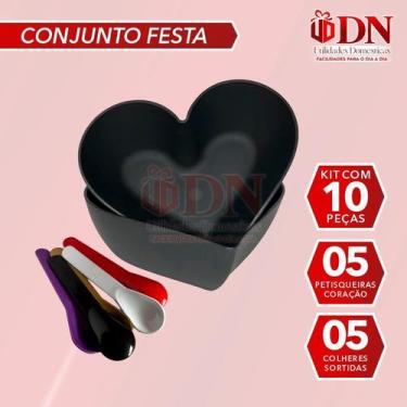 Imagem de Conjunto Festa 05 Petisqueira Coração com 5 Colheres Sortidas - FORTIN