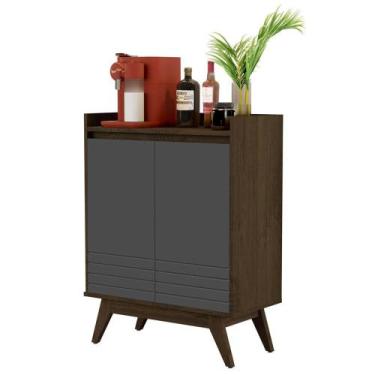 Imagem de Buffet Aparador 2 Portas Retrô Eros Giga - Cedro / Cinza - Giga Móveis