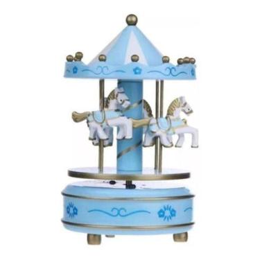 Imagem de Caixa Musical Decorativo ambientes Infantil Cavalinhos Azul - ZEM
