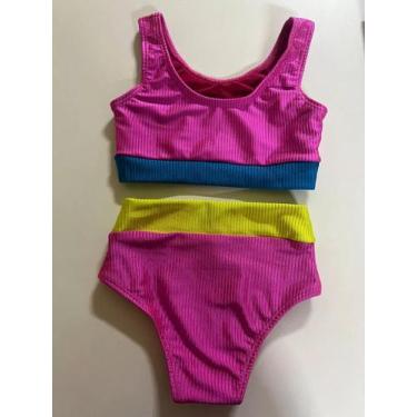 Imagem de Biquíni Infantil Juvenil Top Reto Texturizado Sem Bojo - Kosh, Rosa, 1