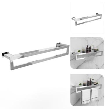 Imagem de Prateleira com Toalheiro 60 Cm Inox - Kromus RT0331-60