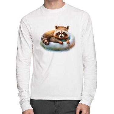 Imagem de Camiseta Algodão Panda Vermelho Relaxando Na Piscina Manga Longa - Foc