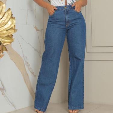 Imagem de Calça feminina jeans wide leg tradicional - kCG, 34