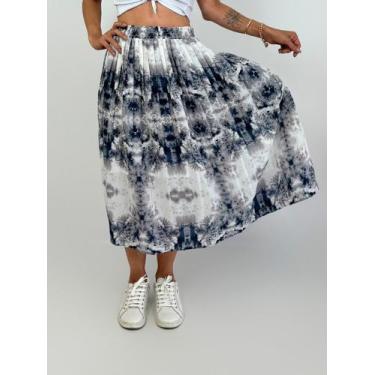 Imagem de Saia midi plissada tie dye 100% poliester 21202/2 - BLUFERA JEANS, M