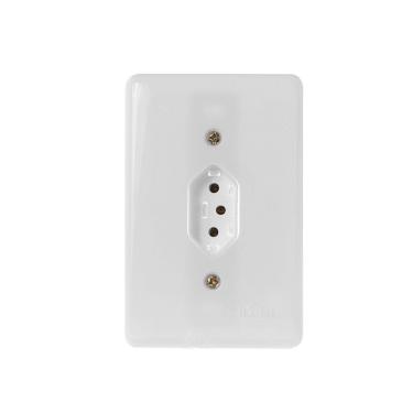 Imagem de Tomada Fixa de Embutir Bipolar 2P + T 10A 250V Ilumi
