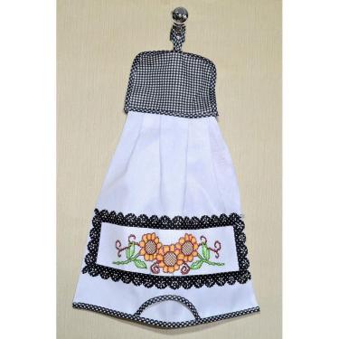 Imagem de Puxa Saco Branco Bordado - Girassol