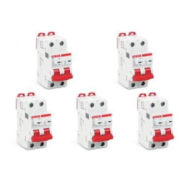 Imagem de Kit C/5 - Disjuntor Steck Din Bipolar 06A   Sdd62C06