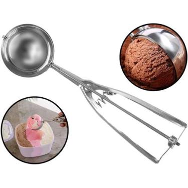 Imagem de Colher Pegador Aço Inox Concha Para Sorvete Sobremesa Gelato Açaí Bole
