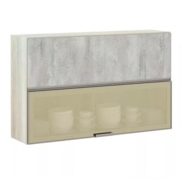 Imagem de Armário Basculante Misto Luciane 120cm 1 Porta Fechada 1 Porta com Vid