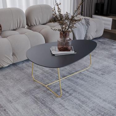 Imagem de Mesa de Centro Trude Organica 35cm X 90cm X 60cm Preto/Dourado