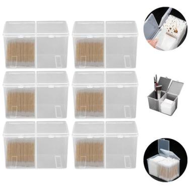 Imagem de Kit 6 Organizador Duplo Porta Cotonetes Transparente 12cm - Jf