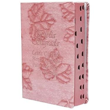 Imagem de Bíblia Sagrada perolas feminina letra gigante Rosa claro - Crisão