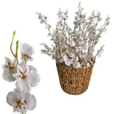 Imagem de Galho Orquídea Chuva De Ouro Branca Flor Permanente 95cm