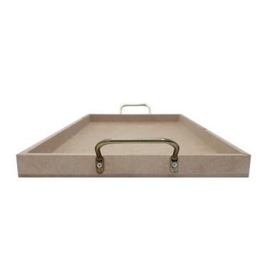 Imagem de Bandeja Retangular Lisa Simples com Alça 30,5x20,5x2 Mdf 6mm Madeira -