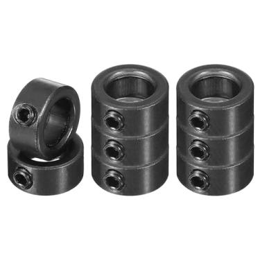 Imagem de PATIKIL Colar de eixo de 0,9 cm diâmetro externo 11/40.6 cm de espessura, pacote com 8 anéis de trem de pouso de aço carbono com parafuso de ajuste para indústria de máquinas-ferramentas, preto