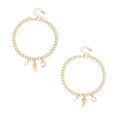 Imagem de Firopia Pulseiras Best Friend para 2 | Pulseiras de amizade combinando com contas de estrela e lua | Pulseiras de amizade joias presentes para mulheres casais, 7.5, Strass