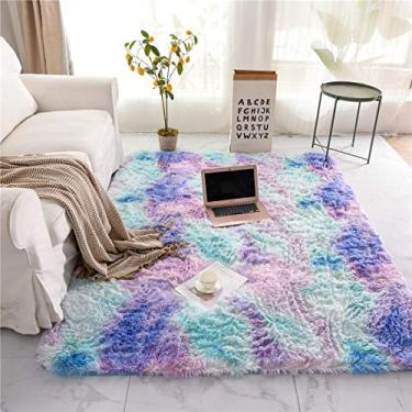 Imagem de NTBED Tapetes macios de área felpudos para meninos meninas quarto berçário dormitório sala de estar, tapetes de cabeceira macios tie dye colorido abstrato interior pelúcia tapetes felpudos (1,5 x 2,5 m, azul roxo)
