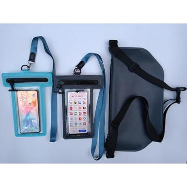 Imagem de LEGCOAST Bolsa de telefone impermeável IPX8 impermeável hermética com zíper para pesca, passeios de barco, natação, à deriva, remo, snowboard, 1 peça, cinza, 3L, 1 peça, azul, 1 peça cinza