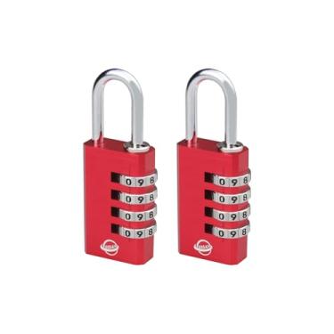 Imagem de SISAV Cadeado de combinação de alumínio de 4 dígitos para academia, armários escolares, caixa de ferramentas, portão de cerca e armário de funcionários, (pacote com 2 vermelhos)