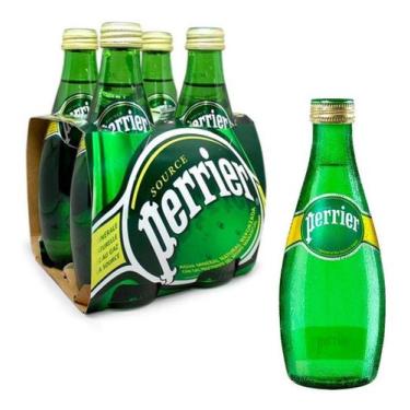 Imagem de Kit 24 Água Perrier C/ Gás Gaseificada Importada Vidro 330ml
