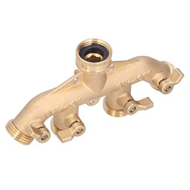 Imagem de Divisor de Mangueira de Latão, Distribuidor de Conectores de Torneira de água de 4 Vias, Serviço Pesado, NPT 3/4, Jardim, Gramado, de Irrigação por Gotejamento