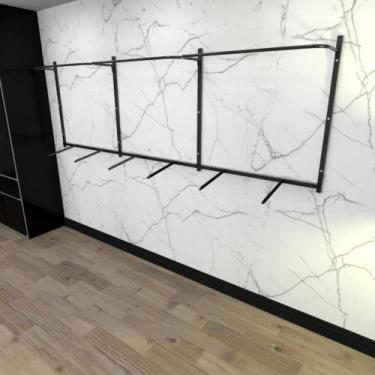 Imagem de Arara de roupas closet quarto com 16 peças regulável 300x100 cm cor pr